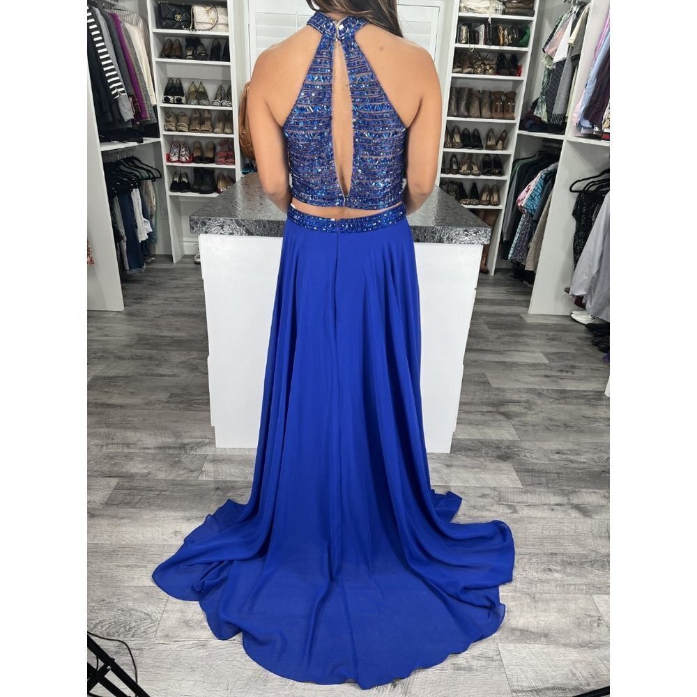 2 Cute Blue Beaded Two Piece Formal Gown $448 - Picture 8 of 16